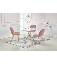 RONDO stół, blat - bezbarwny, nogi - złoty (2p1szt)