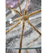 RONDO stół, blat - bezbarwny, nogi - złoty (2p1szt)