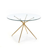 RONDO stół, blat - bezbarwny, nogi - złoty (2p1szt)