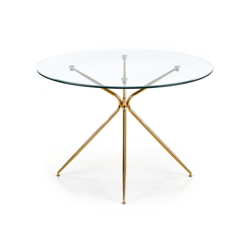 RONDO stół, blat - bezbarwny, nogi - złoty (2p1szt)