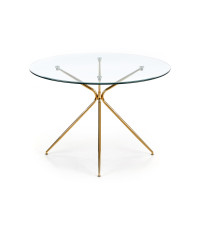 RONDO stół, blat - bezbarwny, nogi - złoty (2p1szt)