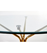 RONDO stół, blat - bezbarwny, nogi - złoty (2p1szt)