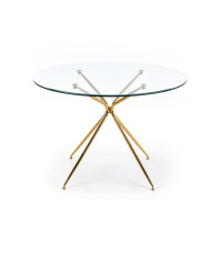 RONDO stół, blat - bezbarwny, nogi - złoty (2p1szt)