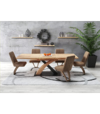 SANDOR 3 stół rozkładany, blat - dąb złoty, nogi - dąb złoty / czarny (3p1szt)