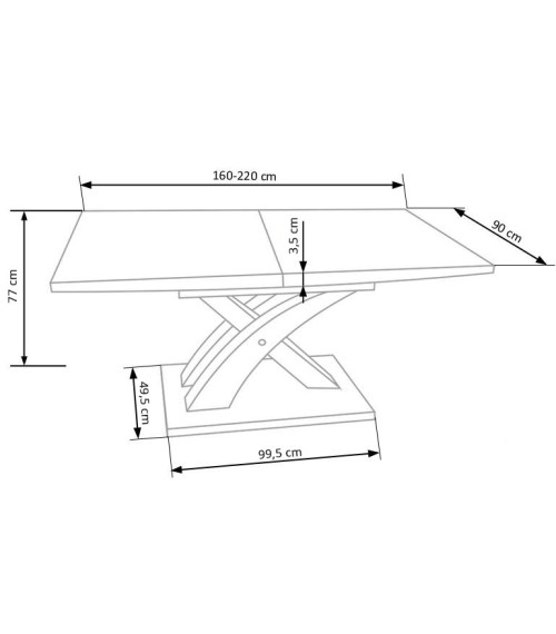 SANDOR 3 stół rozkładany, blat - dąb złoty, nogi - dąb złoty / czarny (3p1szt)