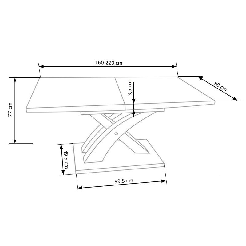 SANDOR 3 stół rozkładany, blat - dąb złoty, nogi - dąb złoty / czarny (3p1szt)