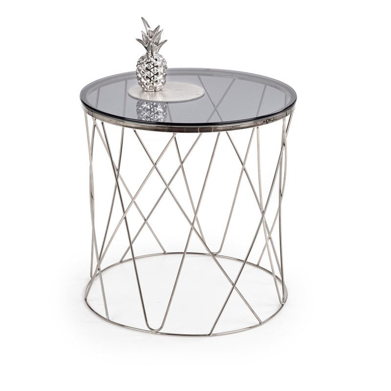 SELENA ława, stelaż - chrom, szkło - dymiony (1p1szt)