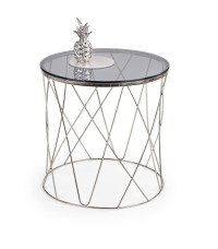 SELENA ława, stelaż - chrom, szkło - dymiony (1p1szt)