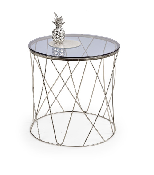 SELENA ława, stelaż - chrom, szkło - dymiony (1p1szt)