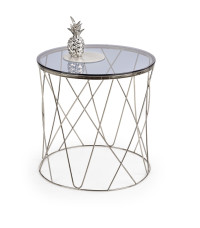 SELENA ława, stelaż - chrom, szkło - dymiony (1p1szt)