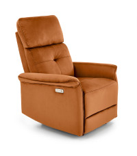 SEMIR fotel z funkcja elektrycznego rozkładania / gniazdo USB, cynamonowy (2p1szt)