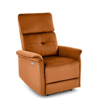 SEMIR fotel z funkcja elektrycznego rozkładania / gniazdo USB, cynamonowy (2p1szt)