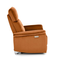 SEMIR fotel z funkcja elektrycznego rozkładania / gniazdo USB, cynamonowy (2p1szt)