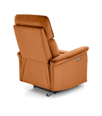 SEMIR fotel z funkcja elektrycznego rozkładania / gniazdo USB, cynamonowy (2p1szt)