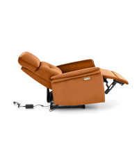 SEMIR fotel z funkcja elektrycznego rozkładania / gniazdo USB, cynamonowy (2p1szt)