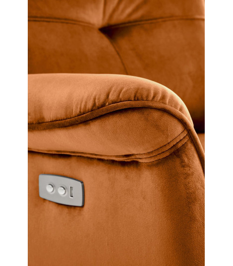 SEMIR fotel z funkcja elektrycznego rozkładania / gniazdo USB, cynamonowy (2p1szt)