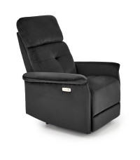 SEMIR fotel z funkcja elektrycznego rozkładania / gniazdo USB, czarny (2p1szt)