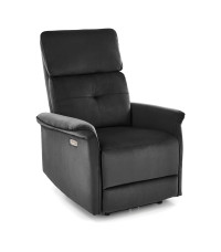 SEMIR fotel z funkcja elektrycznego rozkładania / gniazdo USB, czarny (2p1szt)