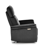 SEMIR fotel z funkcja elektrycznego rozkładania / gniazdo USB, czarny (2p1szt)