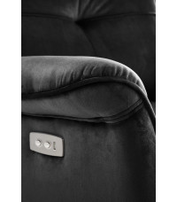 SEMIR fotel z funkcja elektrycznego rozkładania / gniazdo USB, czarny (2p1szt)