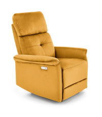 SEMIR fotel z funkcja elektrycznego rozkładania / gniazdo USB, musztardowy (2p1szt)
