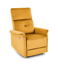 SEMIR fotel z funkcja elektrycznego rozkładania / gniazdo USB, musztardowy (2p1szt)