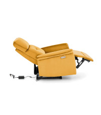 SEMIR fotel z funkcja elektrycznego rozkładania / gniazdo USB, musztardowy (2p1szt)