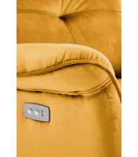 SEMIR fotel z funkcja elektrycznego rozkładania / gniazdo USB, musztardowy (2p1szt)