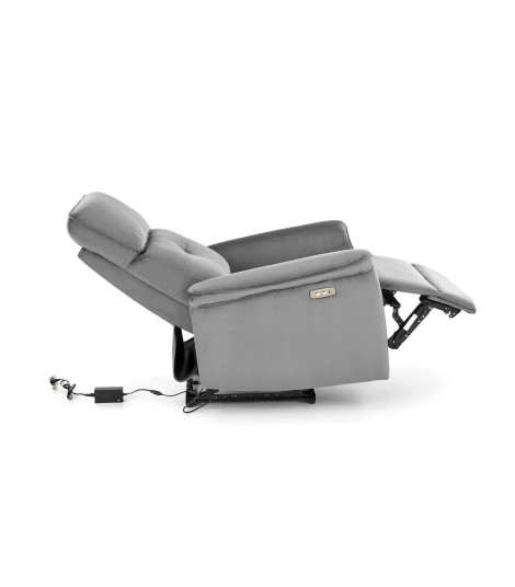SEMIR fotel z funkcja elektrycznego rozkładania / gniazdo USB, popielaty (2p1szt)