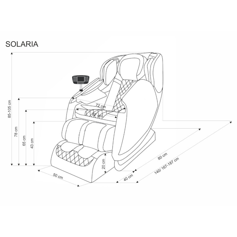 SOLARIA  fotel wypoczynkowy z funkcją masażu i podgrzewania, kremowy / popielaty (1p1szt)