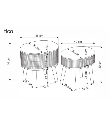 TICO zestaw 2 puf z funkcją pojemnika, beżowy (1p1szt)