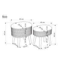 TICO zestaw 2 puf z funkcją pojemnika, beżowy (1p1szt)