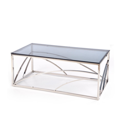 UNIVERSE ława, stelaż - srebrny, szkło - dymiony (1p1szt)