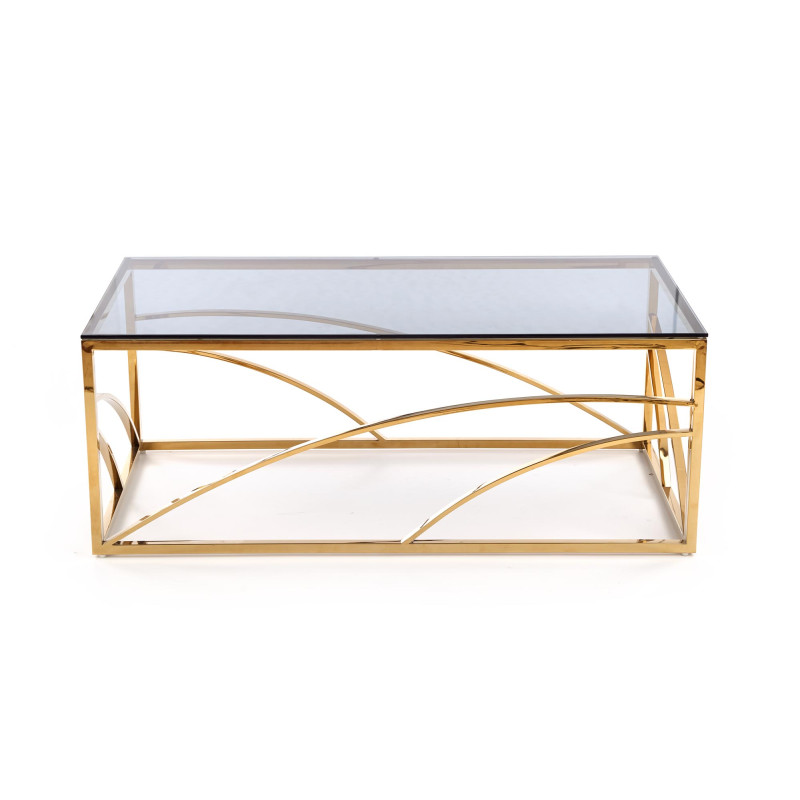 UNIVERSE ława, stelaż - złoty, szkło - dymiony (1p1szt)