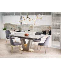 VALENTINO stół rozkładany jasny popiel/złoty (3p1szt)