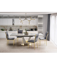 VALENTINO stół rozkładany jasny popiel/złoty (3p1szt)