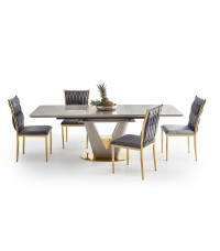 VALENTINO stół rozkładany jasny popiel/złoty (3p1szt)