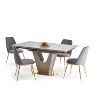 VALENTINO stół rozkładany jasny popiel/złoty (3p1szt)