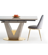 VALENTINO stół rozkładany jasny popiel/złoty (3p1szt)