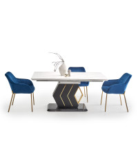 VALENTINO stół rozkładany jasny popiel/złoty (3p1szt)