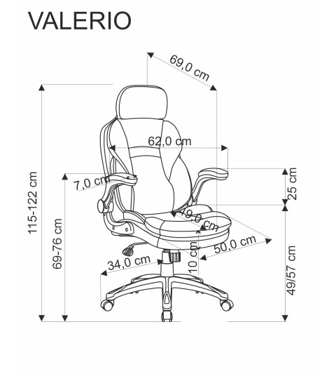 VALERIO fotel gabinetowy czarny / popielaty (1p1szt)