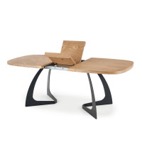 VELDON stół rozkładany, blat - dąb naturalny, nogi - czarny (2p1szt)