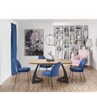 VELDON stół rozkładany, blat - dąb naturalny, nogi - czarny (2p1szt)