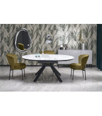 VERTIGO stół rozkładany, blat - biały marmur, nogi - czarny (2p1szt)