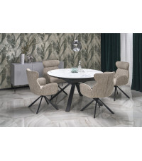 VERTIGO stół rozkładany, blat - biały marmur, nogi - czarny (2p1szt)