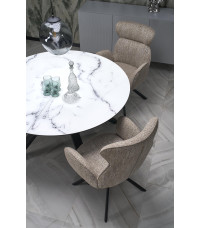 VERTIGO stół rozkładany, blat - biały marmur, nogi - czarny (2p1szt)