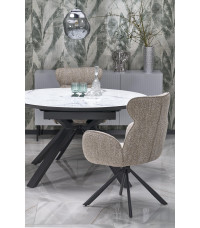 VERTIGO stół rozkładany, blat - biały marmur, nogi - czarny (2p1szt)