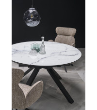 VERTIGO stół rozkładany, blat - biały marmur, nogi - czarny (2p1szt)