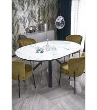 VERTIGO stół rozkładany, blat - biały marmur, nogi - czarny (2p1szt)