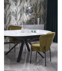 VERTIGO stół rozkładany, blat - biały marmur, nogi - czarny (2p1szt)